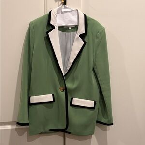 English Factory Green Blazer with White and Black Trim